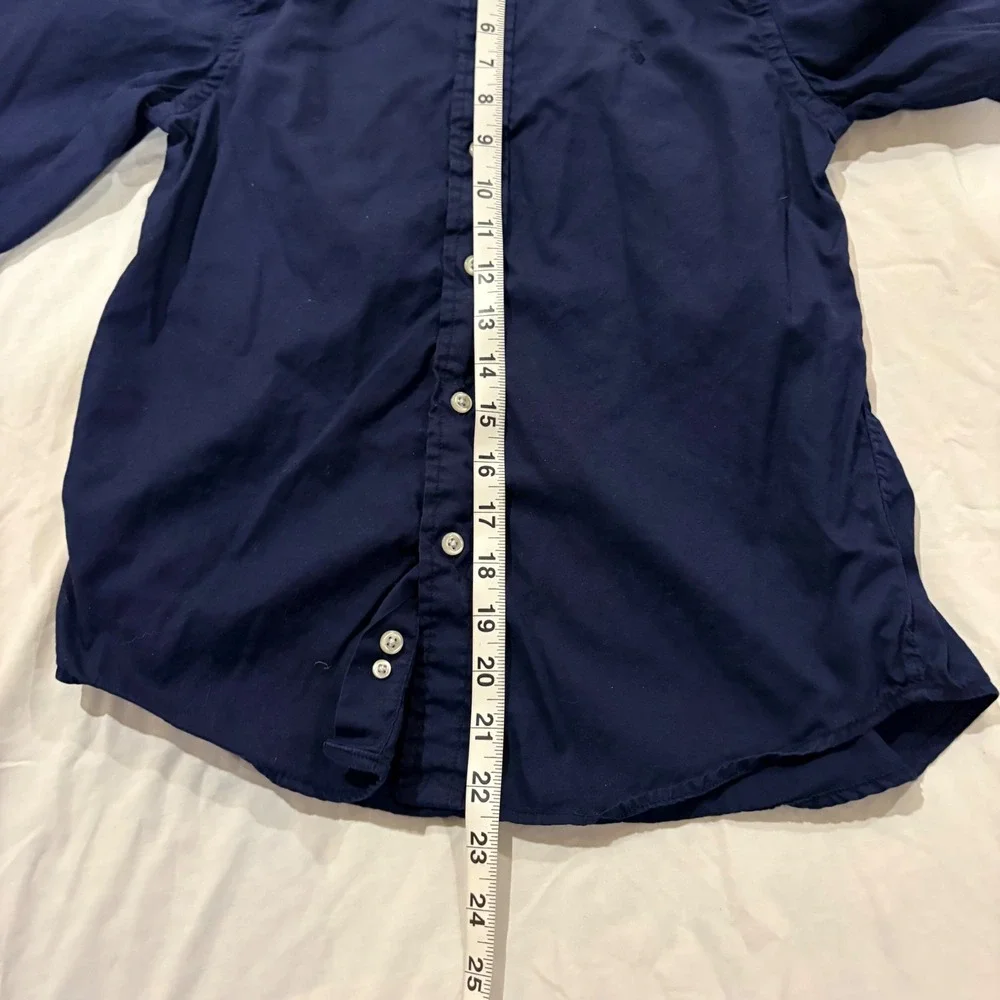 Ralph Lauren Boys‎ Navy Blue Cotton Button Down Shirt Size M 10-12 Long Sleeve